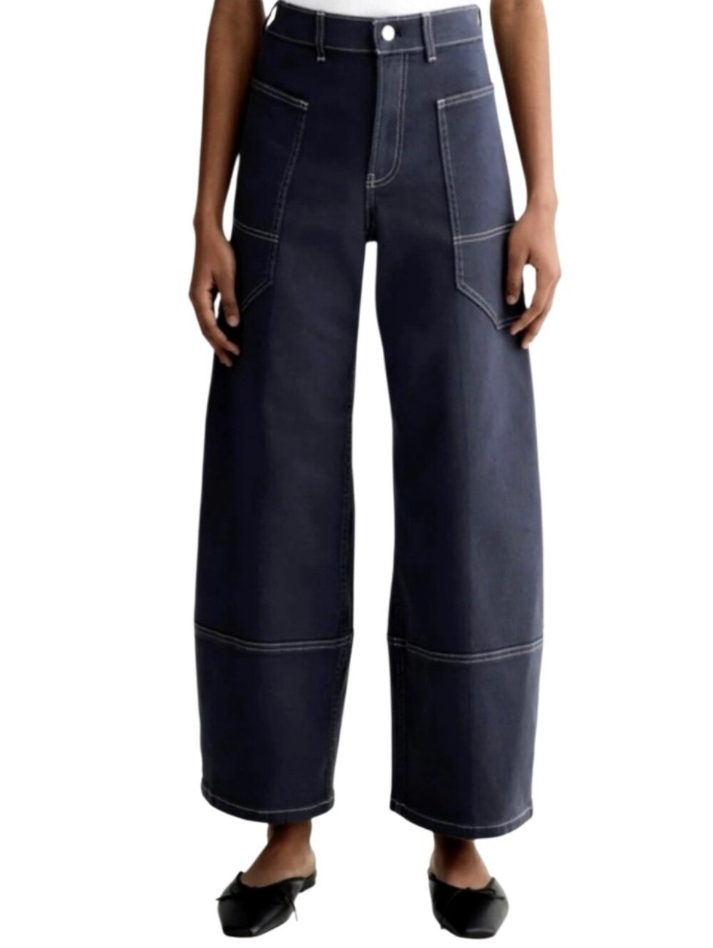 Everlane The Utility Gardener Pants Barrel Leg Navy Relaxed Size 32